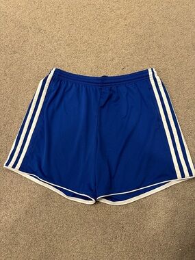 adidas Royal Blue Athletic Shorts with White Stripes